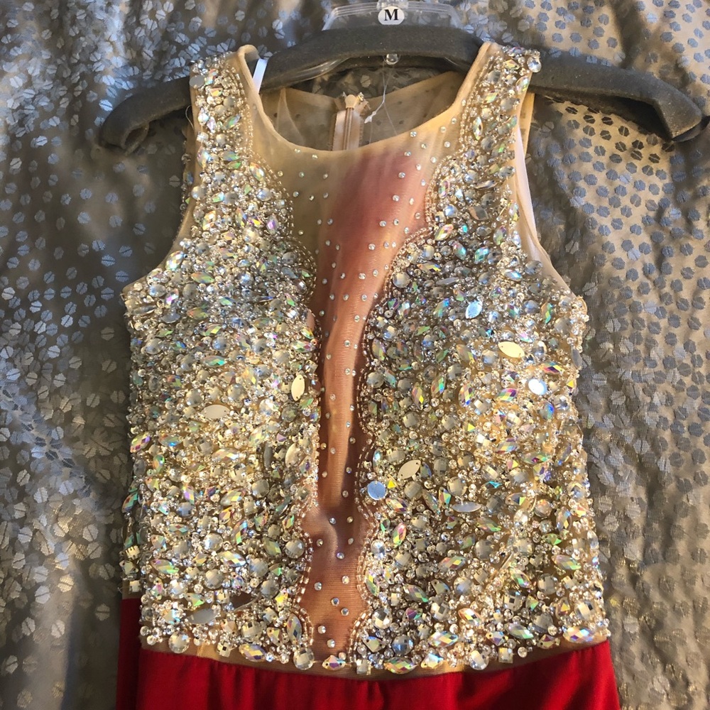 Red Prom Dress with stones - size Medium